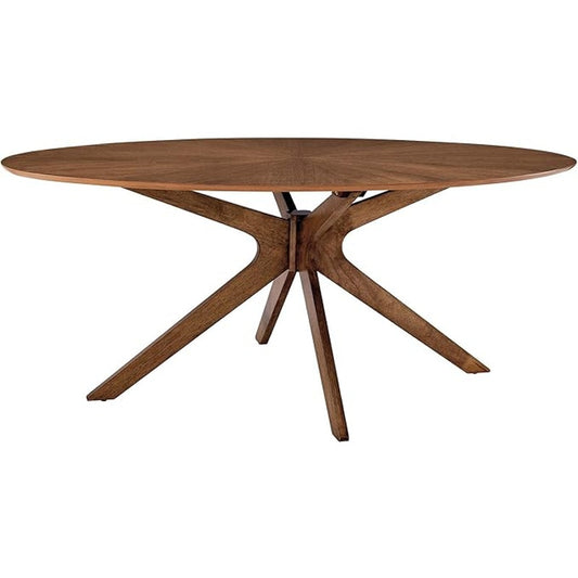 Modway Crossroads 71" Oval Wood Dining Table, Walnut