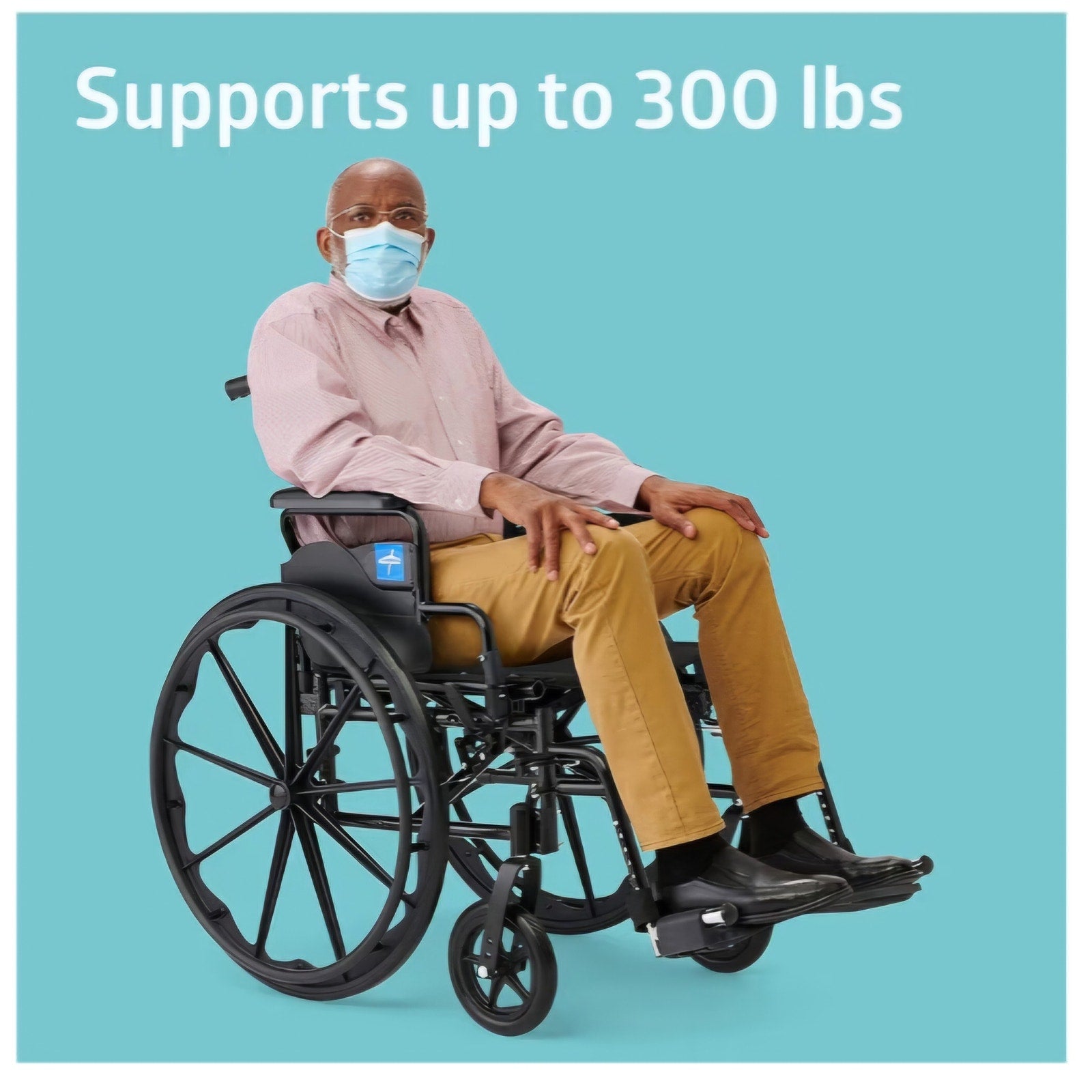 Medline 20” Foldable K4 Wheelchair with Swing-Back Desk-Length Arms & Swing-Away Footrests, 300 lbs