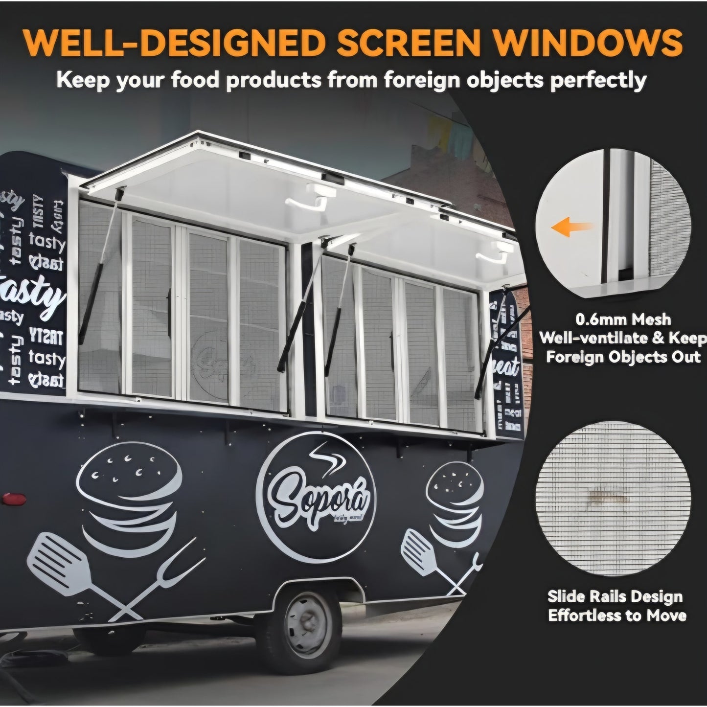 48 x 36 inch Concession Window for Food Truck, Aluminum Alloy Food Truck Service Windows