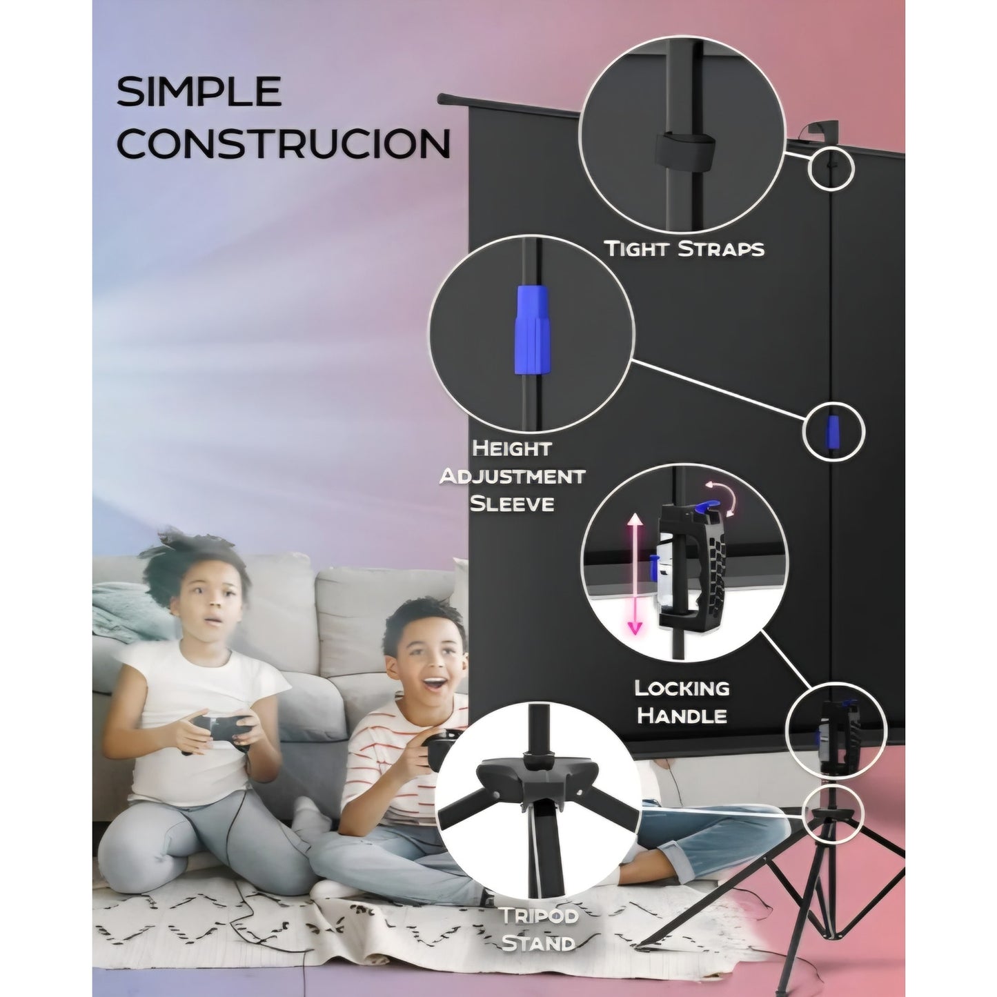 PropVue Projector Screen with Stand 100 inch - Indoor and Outdoor Projection Screen for Movie or Office