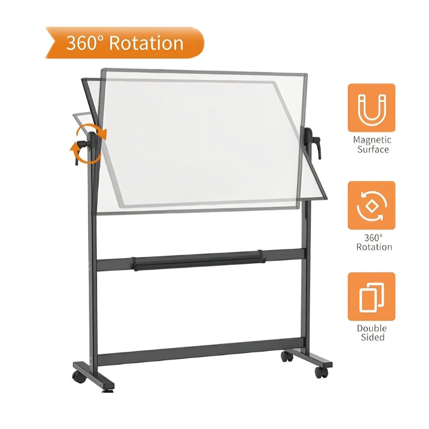 VIZ-PRO Double-Sided Magnetic Mobile Whiteboard, 48 x 36 Inches