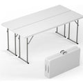 6 FT Narrow Folding Table 2 PCS, Tabletop Fold-in-Half, Thickened HDPE Material