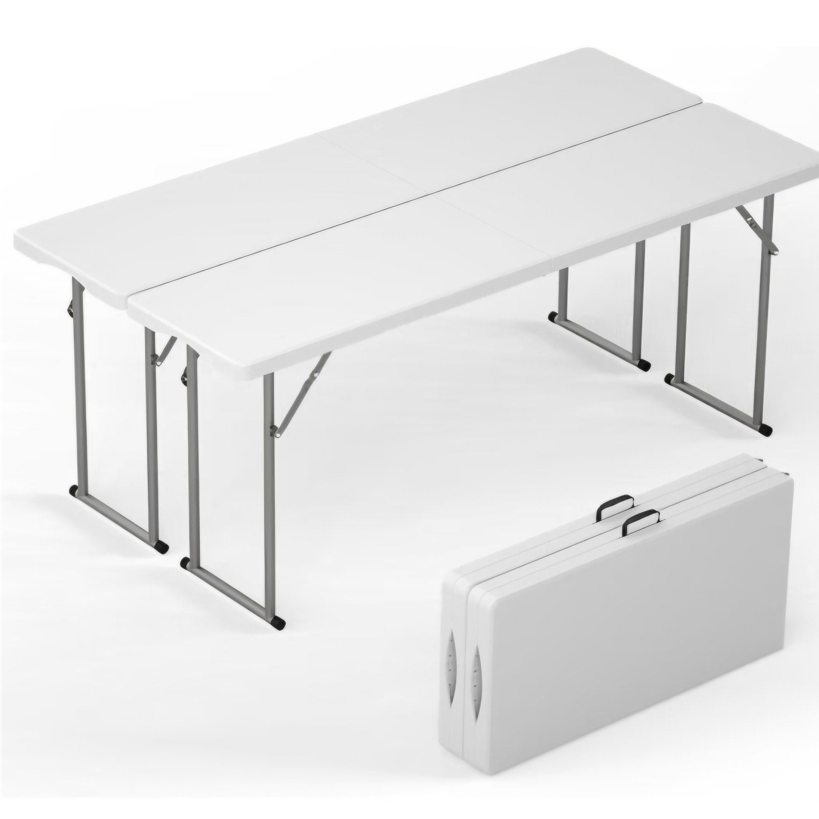6 FT Narrow Folding Table 2 PCS, Tabletop Fold-in-Half, Thickened HDPE Material