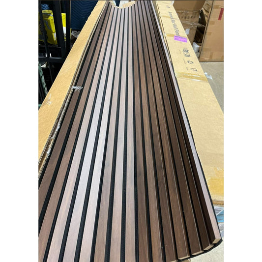 2-Pack Acoustic Wood Slat Wall Panel with Roll-Flat Design - 95.3 x 23.8 Walnut