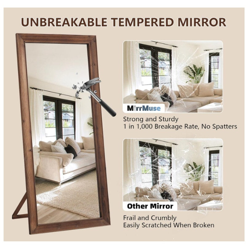 MirrMuse Rustic Farmhouse Full Length Mirror with Stand 71"x32"