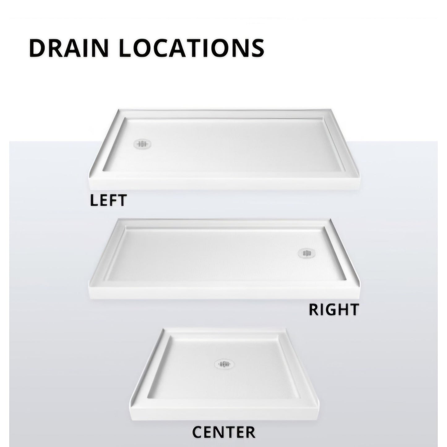 DreamLine SlimLine 32 in. D x 60 in. W x 2 3/4 in. H Center Drain Single Threshold Shower Base