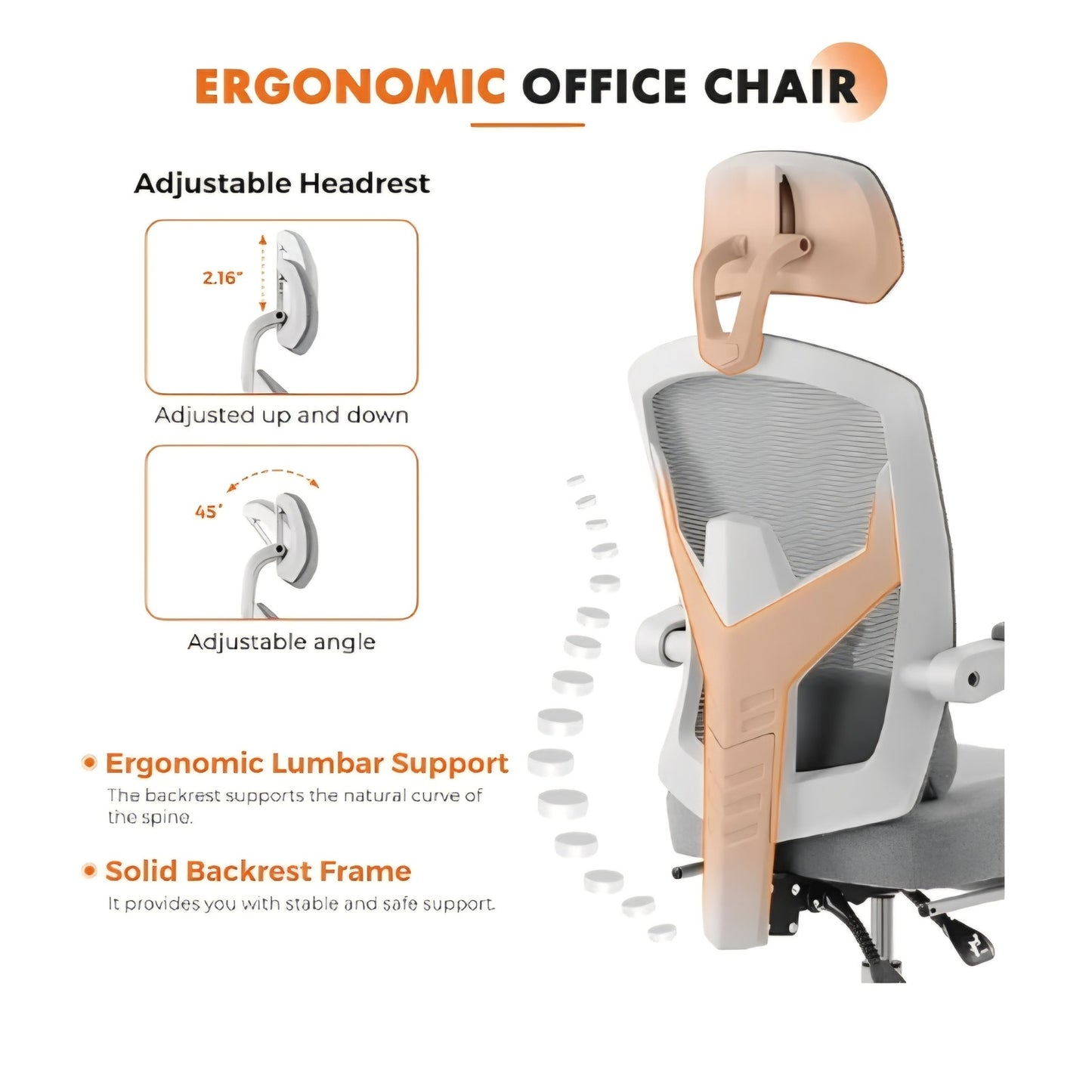 Office Computer Desk Chair with Footrest,Ergonomic High-Back Mesh Rolling Work
