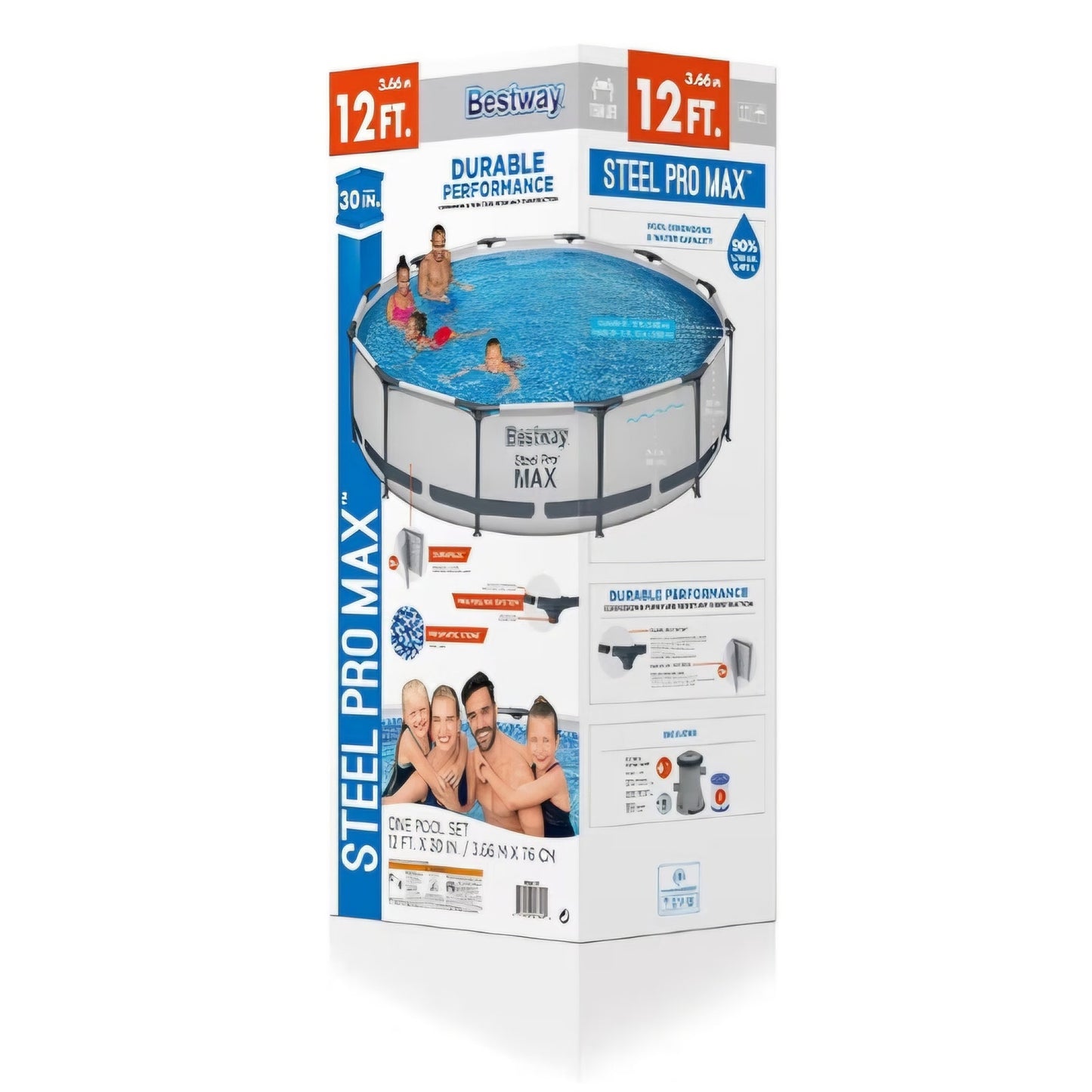 Bestway Steel Pro MAX Above Ground Swimming Pool (12' x 30") | Round Outdoor