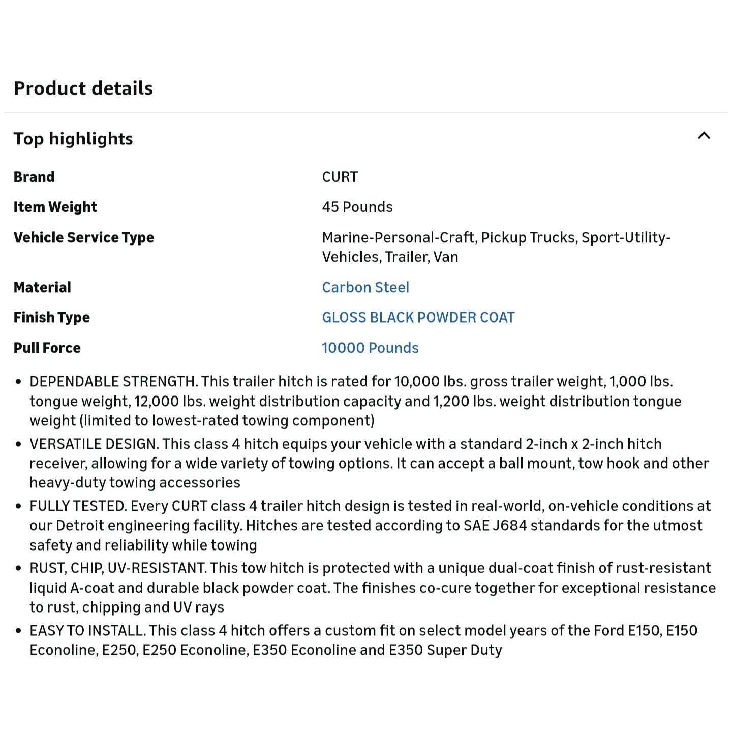 Class 4 Trailer Hitch, 2-Inch Receiver, Exhaust May Require Modification