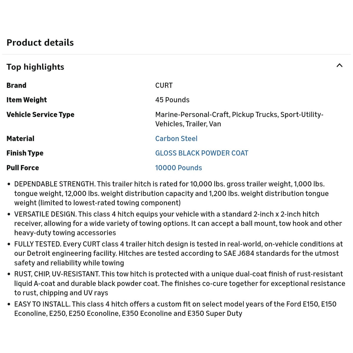 Class 4 Trailer Hitch, 2-Inch Receiver, Exhaust May Require Modification