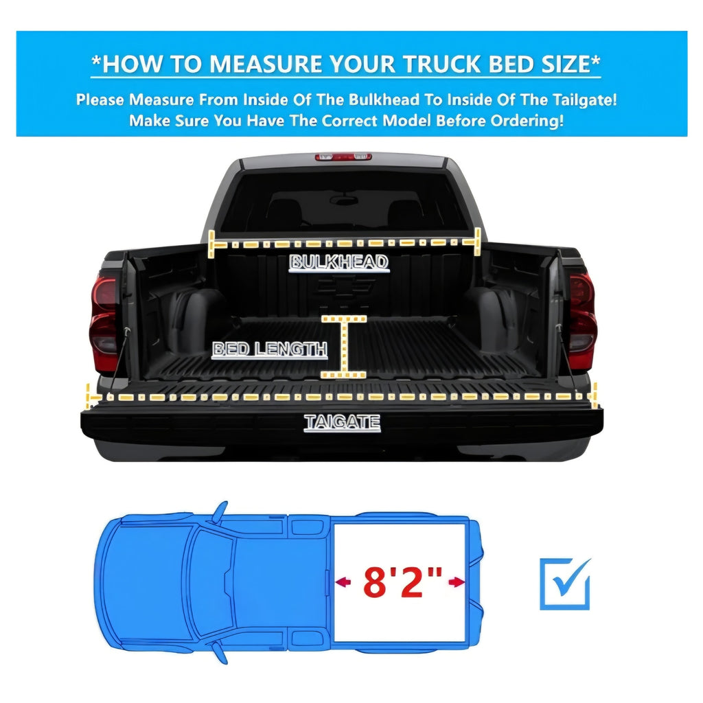 Soft Roll Up 8'2" Soft Roll Up Truck Bed Cover Fit 2019-2026 Chevy Silverado GMC Sierra