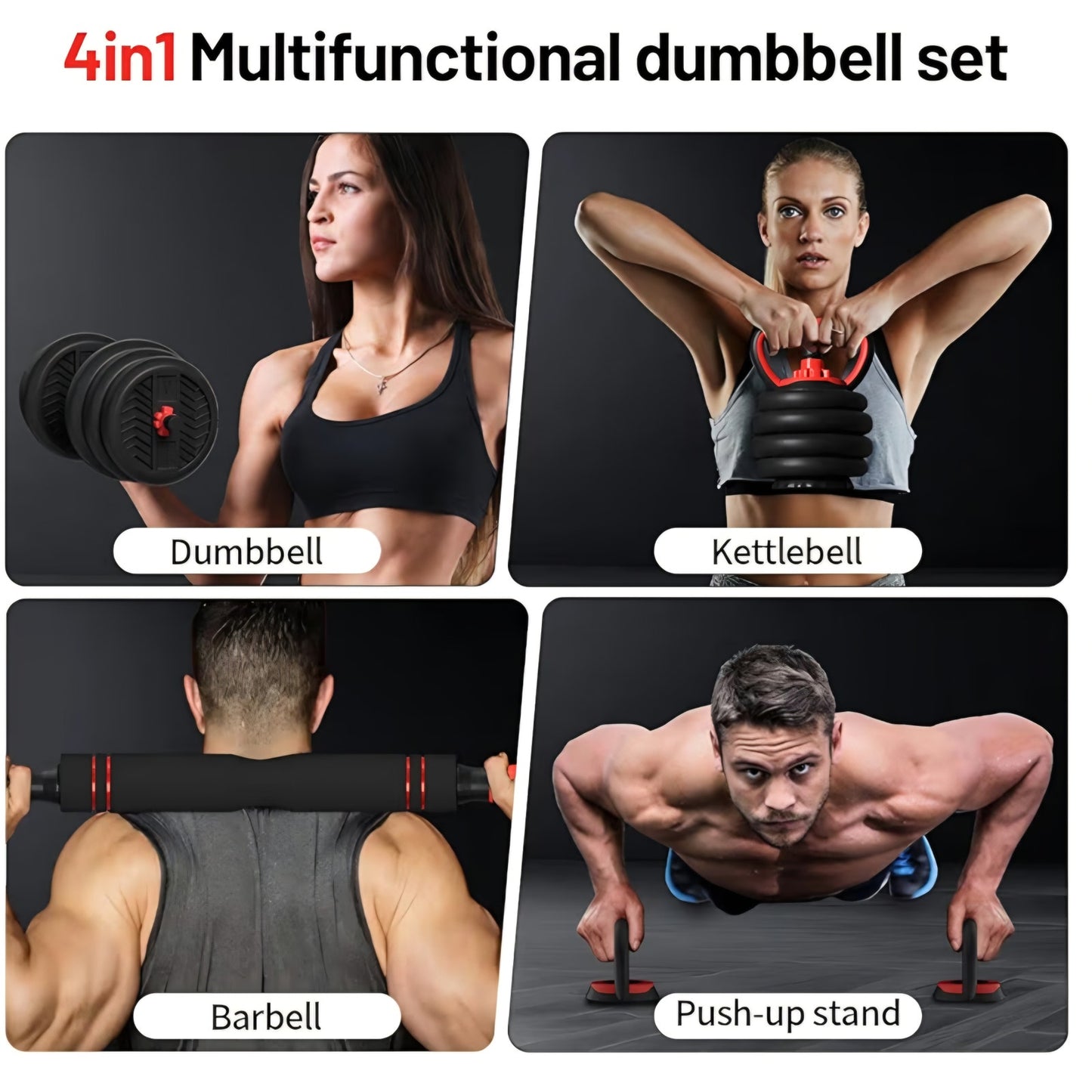 Adjustable Dumbbell, 20/30/40/60/80lbs Dumbbells Set, 4-in-1 Free Weights for Women/Men Workout