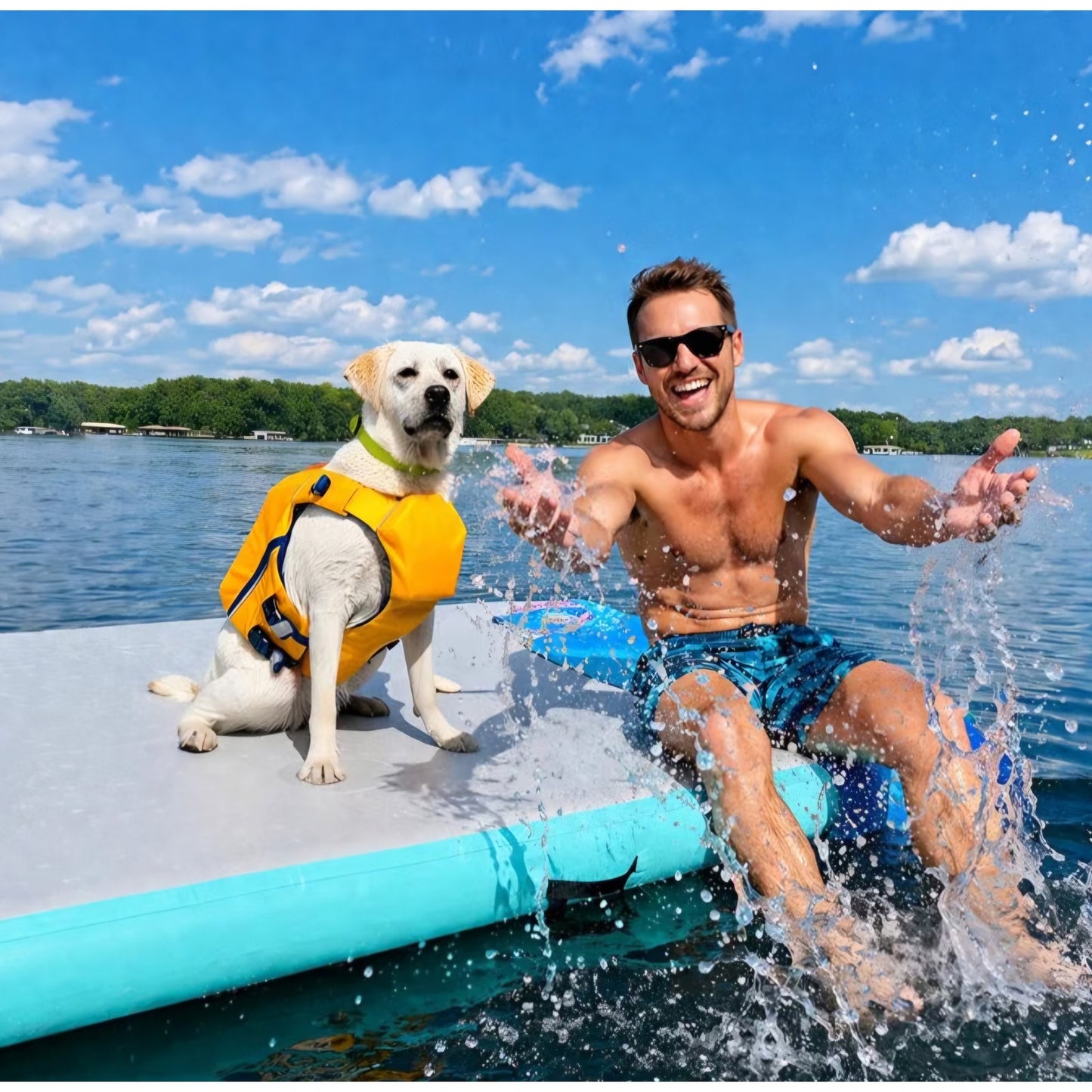 Inflatable Floating Dock Air Dock Platform Floating Island Raft with None-Slip Surface