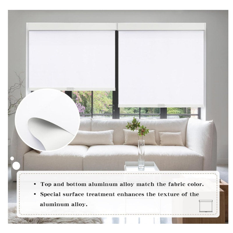 SUNOFF Cordless Blackout Roller Shades Blinds for Windows,34"W x 72"H,White Black Out Fabric