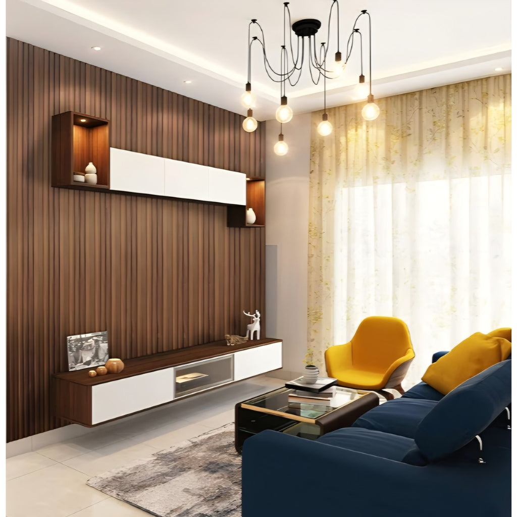 Art3d Slat Wall Panels, WPC Soundproof 3D Wall, Teak 8-Pack 96 x 6 in. Teak