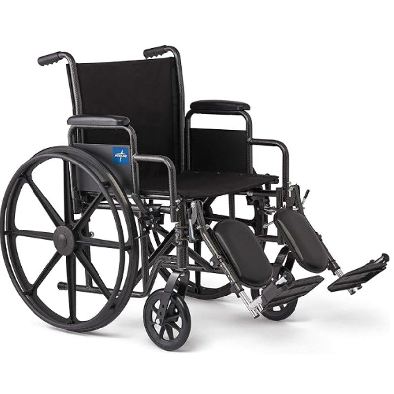 Medline Comfortable Folding Wheelchair with Swing-Back, Desk-Length Arms and Elevating Footrests
