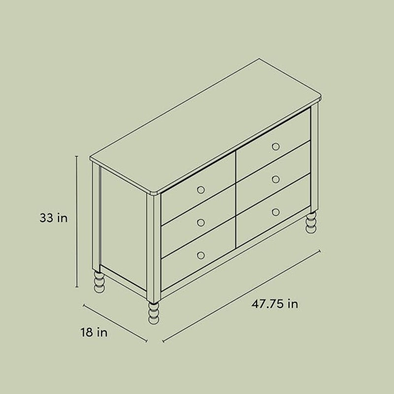 Storkcraft Rio 6 Drawer Dresser, Driftwood | GREENGUARD Gold Certified, Safety Interlocking Drawers