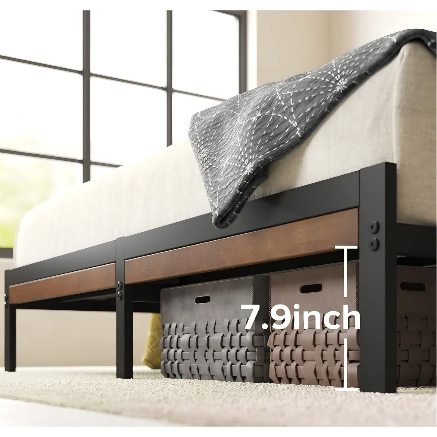 ZINUS Kai Bamboo and Metal Platform Bed Frame with Headboard, No Box Spring Needed, Easy Assembly