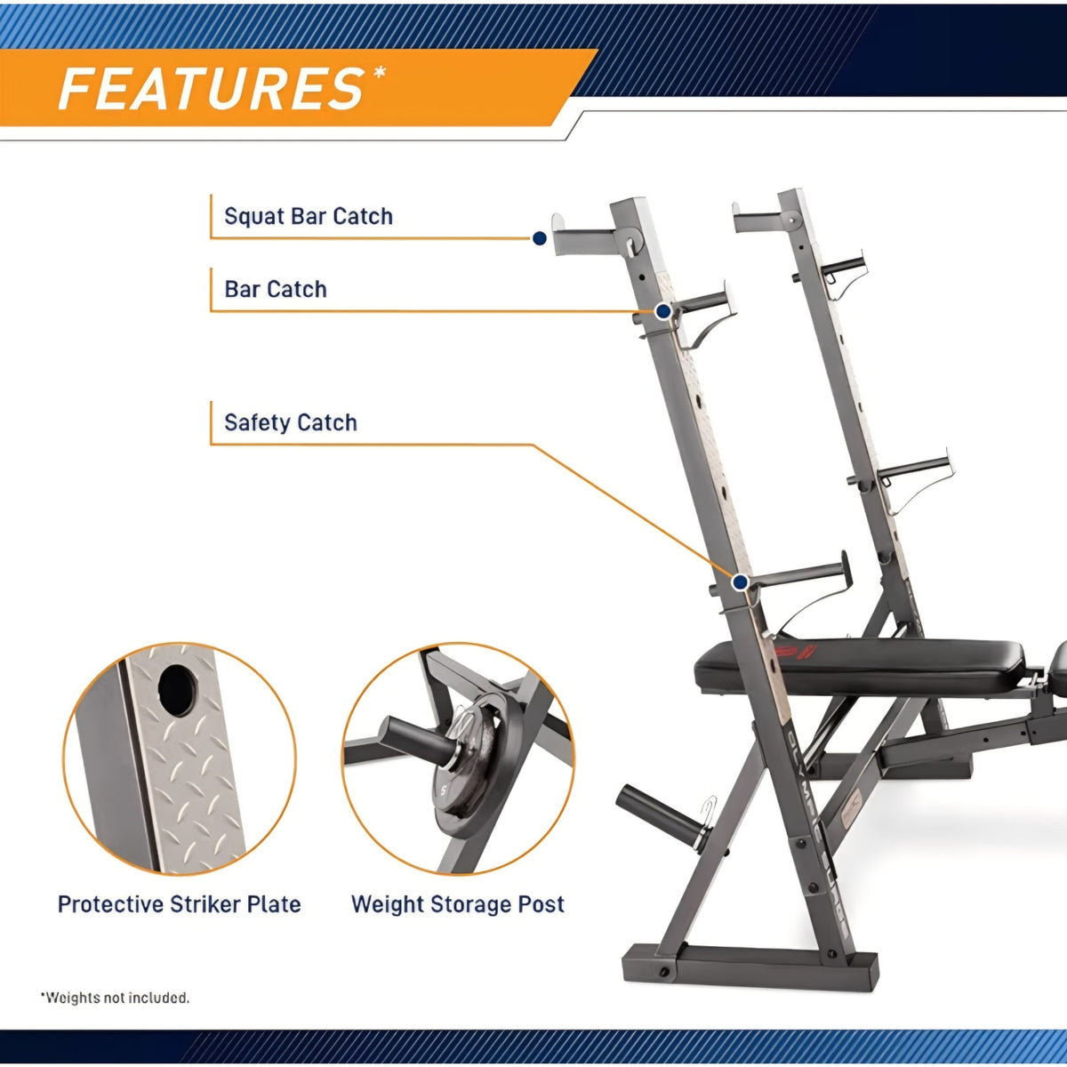 Marcy Olympic Workout Bench for Home Gym Strength Training Equipment with Preacher Curl