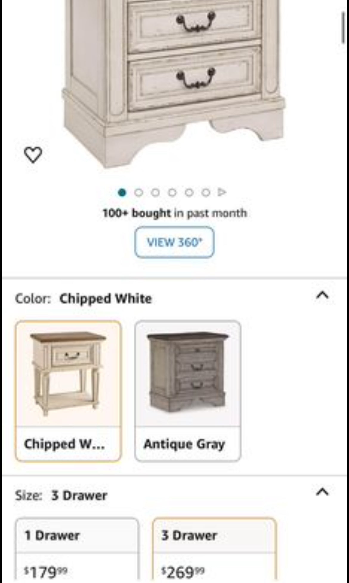 Signature Design by Ashley Realyn French Country 3 Drawer Nightstand with Electrical Outlets & USB Ports, Chipped White