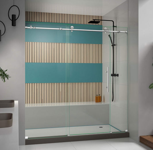 DreamLine Enigma-X 68-72 in. W x 76 in. H Clear Sliding Shower Door in Brushed Stainless Steel