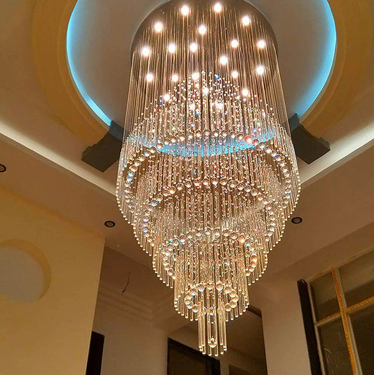 D40''X H120'' High Ceiling Chandelier Crystal Raindrop Big Chandeliers Staircase Large Chandelier Empire Entrance Foyer High Ceiling Pendant Chandelers Fixture LED Dimmable 2700K-4500K-6000K