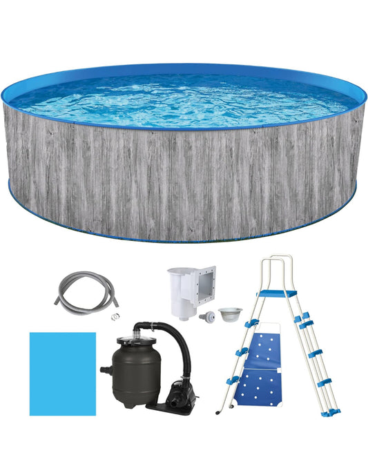 Blue Wave NB19789 Capri Steel Wall Package-15-ft Round 48-in Deep Above Ground Swimming Pool, Gray