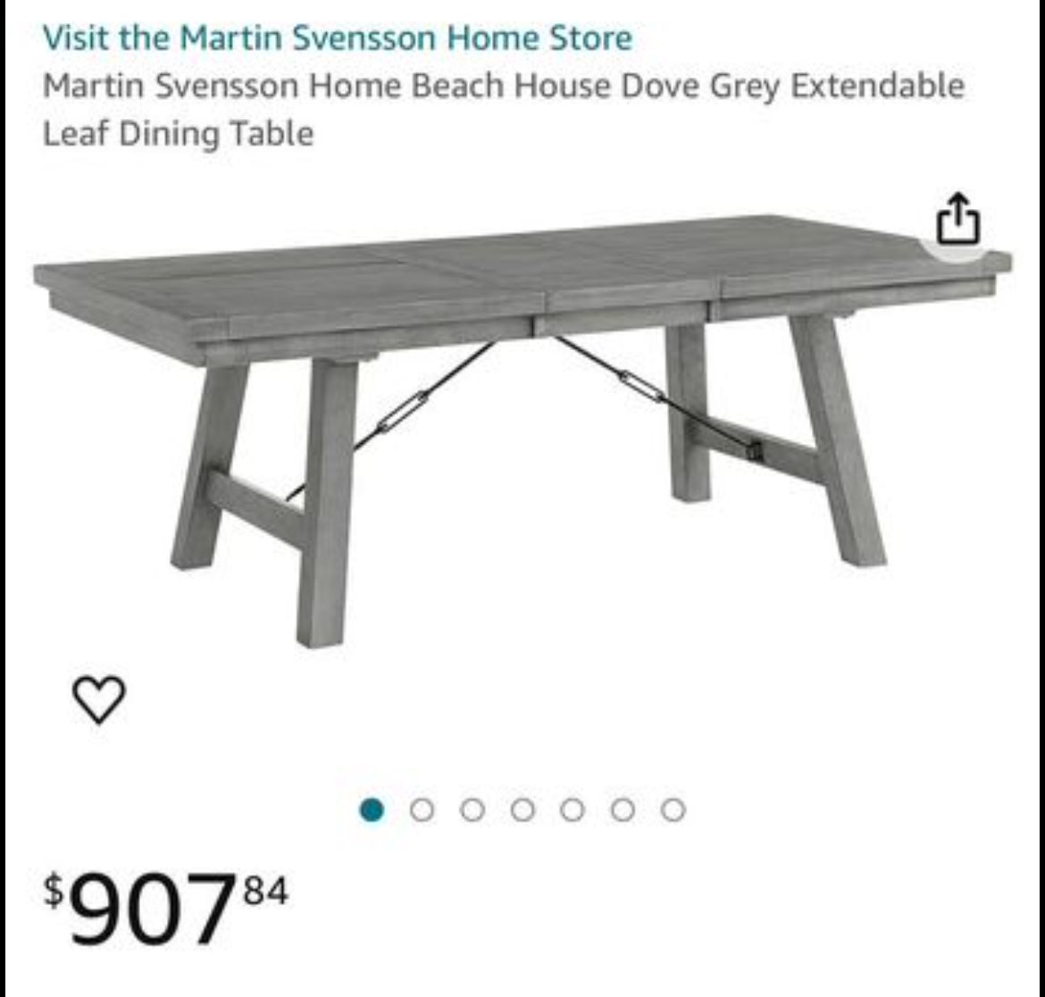 Martin Svensson Home Beach House Dove Grey Extendable Leaf Dining Table