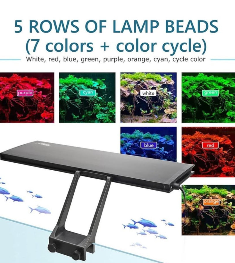 Hygger Clip On 24/7 Lighting Aquarium LED Light, 14W Sunrise-Daylight-Moonlight and DIY Mode, Adjustable Timer / Brightness Fish Tank Light with 7 Colors for Planted Tank