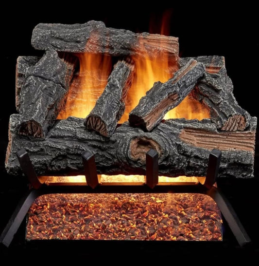MO18HVL Natural Gas Vented Fireplace Logs Set with Match Light, 45000 BTU, Heats up to 1650 Sq. Ft, Mountain Oak, 18 Inches