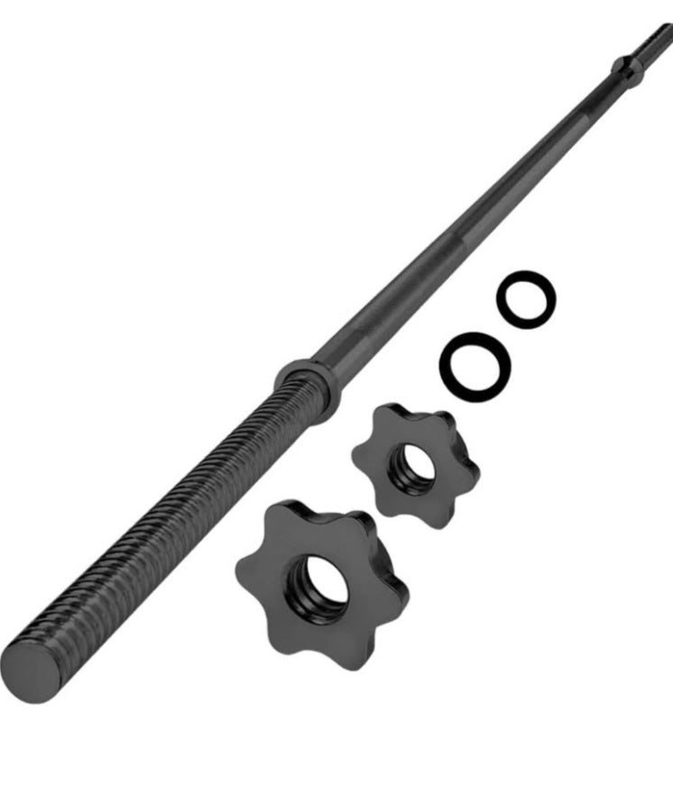 Yes4All 480LB Standard Straight Barbell 60" &amp; EZ Curl Bar 47", Weight Bar 1" Diameter - Star Lock Collars &amp; Rubber Ring for Deadlifts, Squats