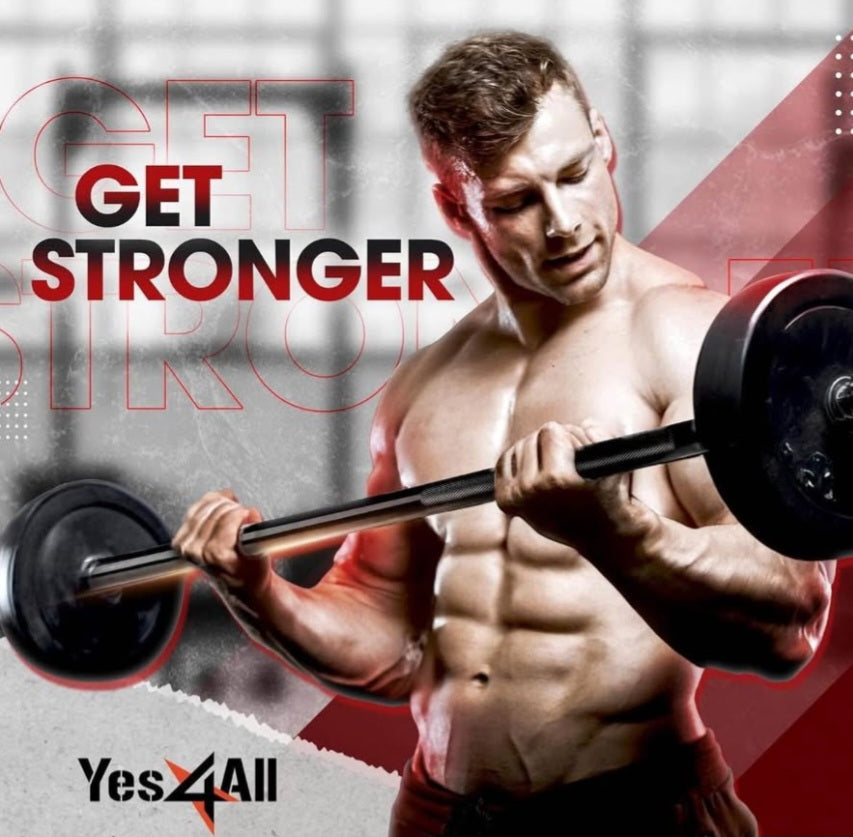 Yes4All 480LB Standard Straight Barbell 60" &amp; EZ Curl Bar 47", Weight Bar 1" Diameter - Star Lock Collars &amp; Rubber Ring for Deadlifts, Squats