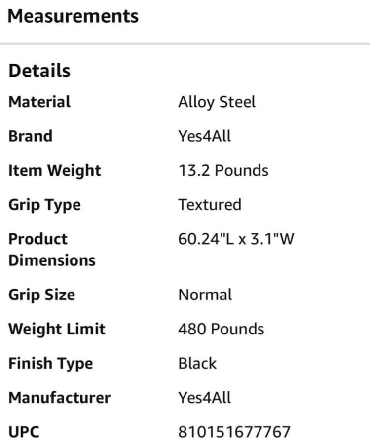 Yes4All 480LB Standard Straight Barbell 60" &amp; EZ Curl Bar 47", Weight Bar 1" Diameter - Star Lock Collars &amp; Rubber Ring for Deadlifts, Squats