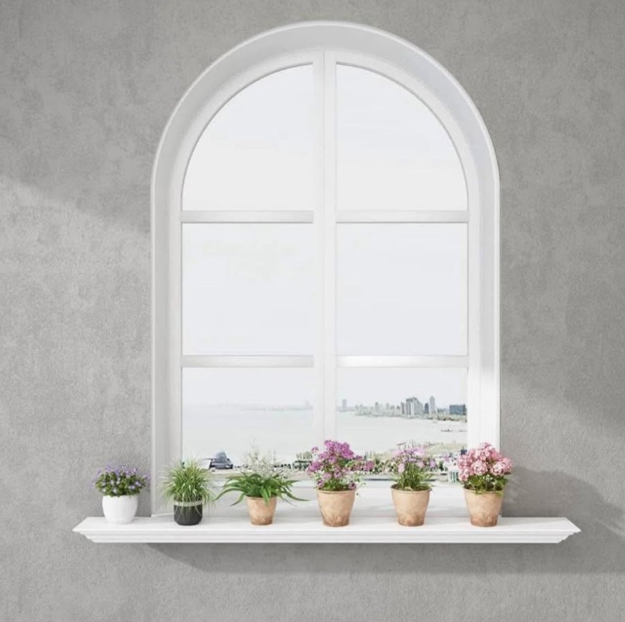 WELLAND White Finished 48 inch Pine Wood Fireplace Mantel Shelf Wall Mounted,Corona Crown Molding Floating Wall Picture Ledge Shelves