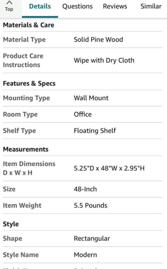 WELLAND White Finished 48 inch Pine Wood Fireplace Mantel Shelf Wall Mounted,Corona Crown Molding Floating Wall Picture Ledge Shelves