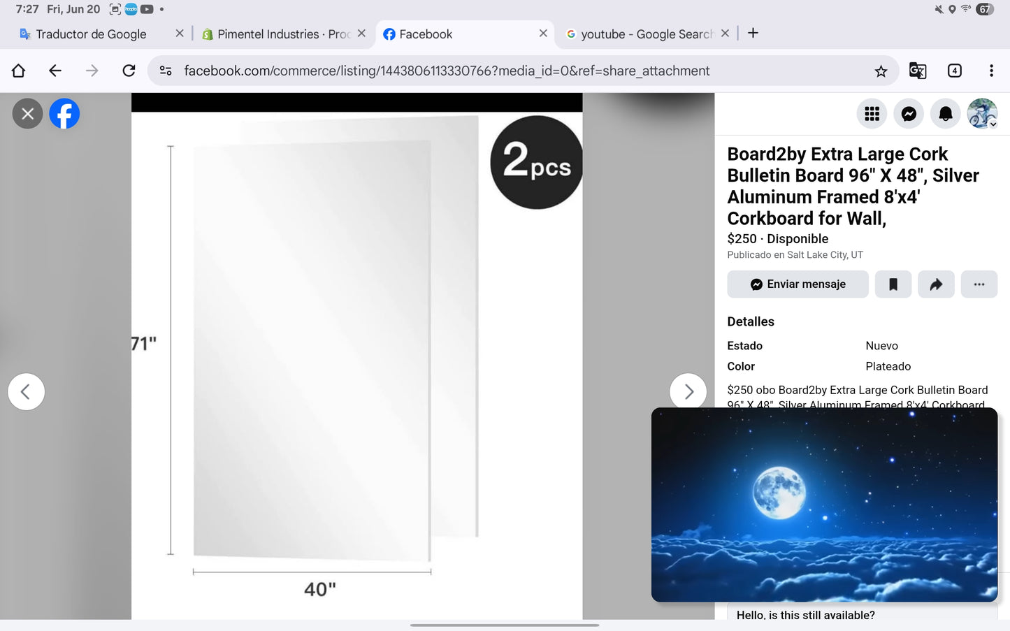Board2by Extra Large Cork Bulletin Board 96" X 48", Silver Aluminum Framed 8'x4' Corkboard for Wall, Wall Mounted Notice Pin Board with 18 Push Pins for School, Home &amp; Office Ding due to shipping see photos.