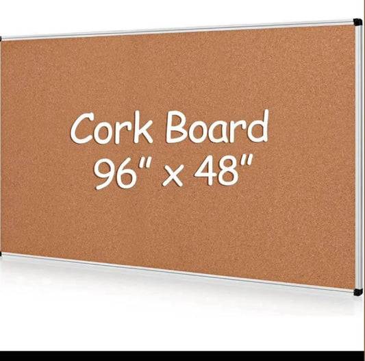 Board2by Extra Large Cork Bulletin Board 96" X 48", Silver Aluminum Framed 8'x4' Corkboard for Wall, Wall Mounted Notice Pin Board with 18 Push Pins for School, Home &amp; Office Ding due to shipping,