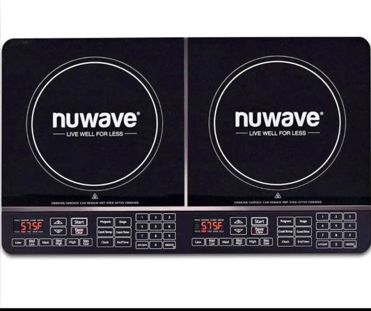Nuwave Double Precision Induction Cooktop, Portable, Powerful, 2 Large 8” Heating Coils, Boil, Simmer, Fry, Deep Fry, Stir Fry, Sauté, Steam, Sear, Slow Cook, BBQ, Melt, Grill, and Warm
