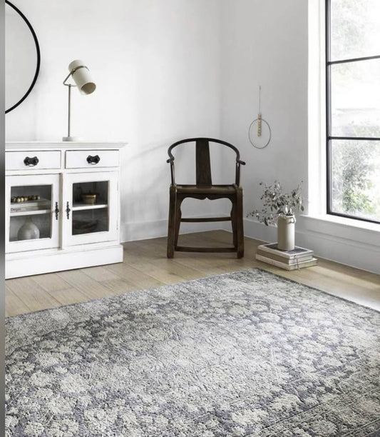 Loloi Teagan Collection 11'-6" x 15' Area Rug in Denim/Mist - Large Area Rug, Soft Neutral Rug, High-Traffic Area Rug for Living Room, Bedroom, Home Office, Dining Area