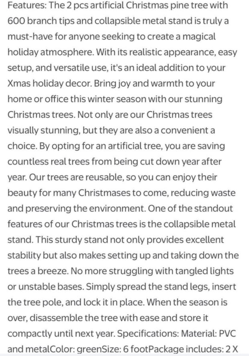 Huwena 2 Pack Christmas Tree Artificial Christmas Pine Tree with Branch Tips Collapsible Metal Stand Christmas Tree for Xmas Holiday Winter Office Home Party Decor(Green, 4ft) C57