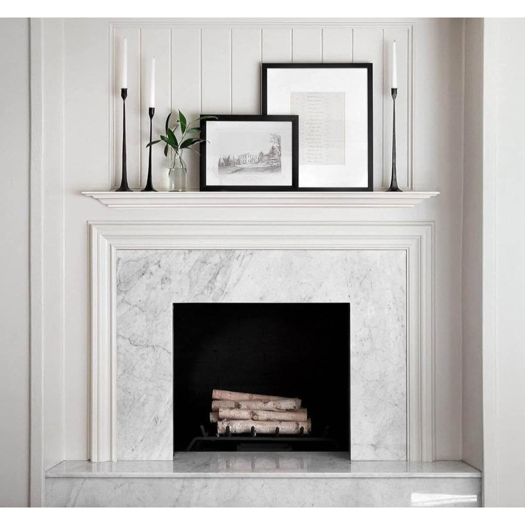 WELLAND 48 inch Wall Mounted Pine Wood Fireplace Mantel Shelf White Finished Corona Crown Molding