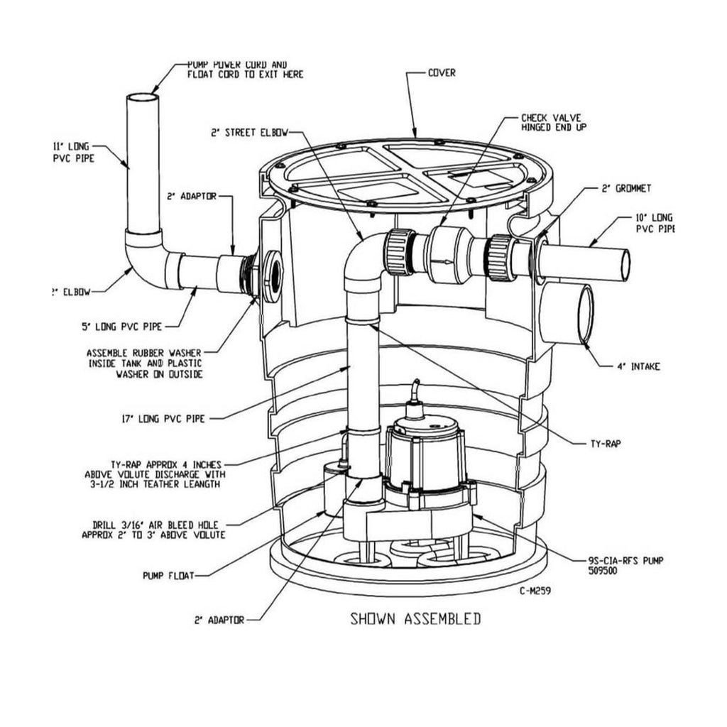 System Pump Little giant WCR-9SS 115 Volt, 4/10 HP, 4800 GPH Sewage/Effluent/Wastewater Collection and Removal S
