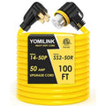 YOMILINK 100 Feet 50 Amp RV/Generator Cord, NEMA 14-50P to SS2-50R Lock 100% Copper Wire
