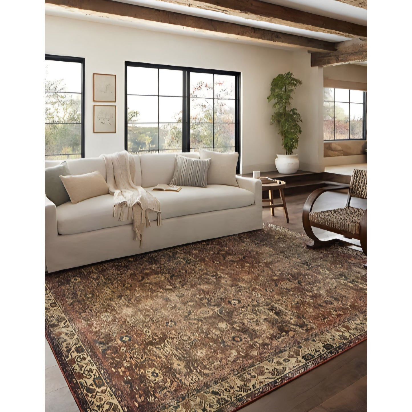 Loloi Magnolia Home by Joanna Gaines Banks Collection BAN-04 Brick/Ivory 7'-6" x 9'-6", .13"