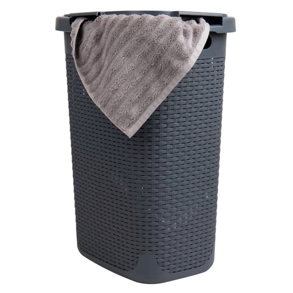 Mind Reader Slim Laundry Hamper with Lid, 60L Tall Clothes Basket