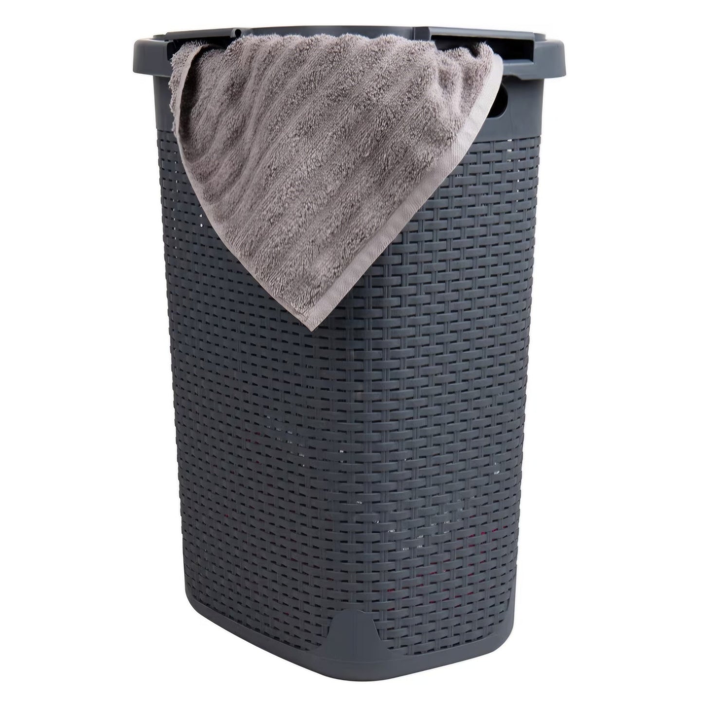Mind Reader Slim Laundry Hamper with Lid, 60L Tall Clothes Basket
