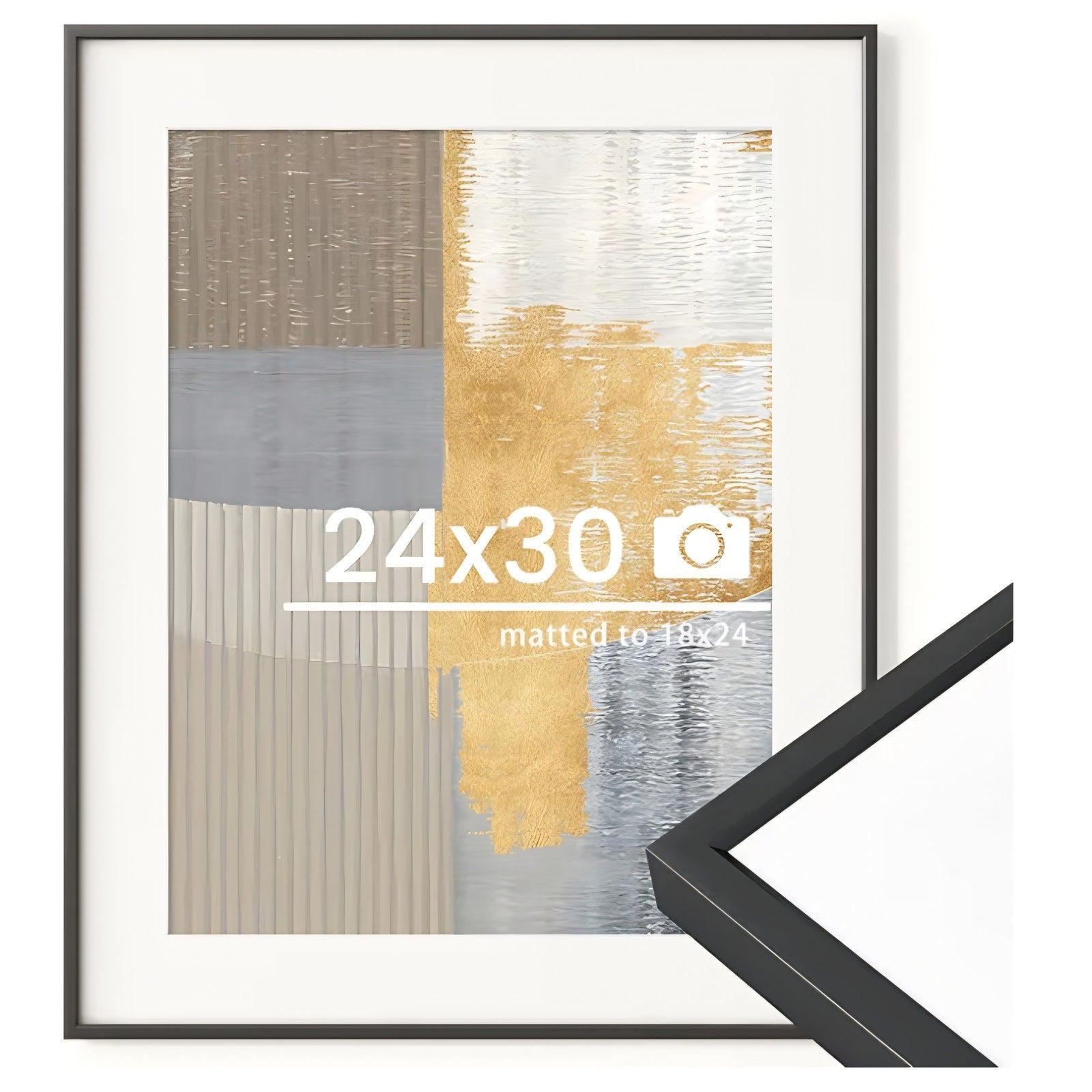 24x30 inch Metal Poster Frame - 24 x 30 Thin Aluminum Picture Frames Matted for 18x24 Photos