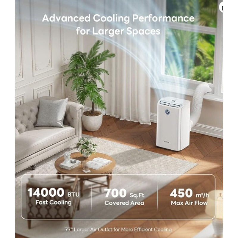14,000 BTU Smart WiFi Portable Air Conditioner, Cools up to 700 Sq.Ft, Auto-Evaporation