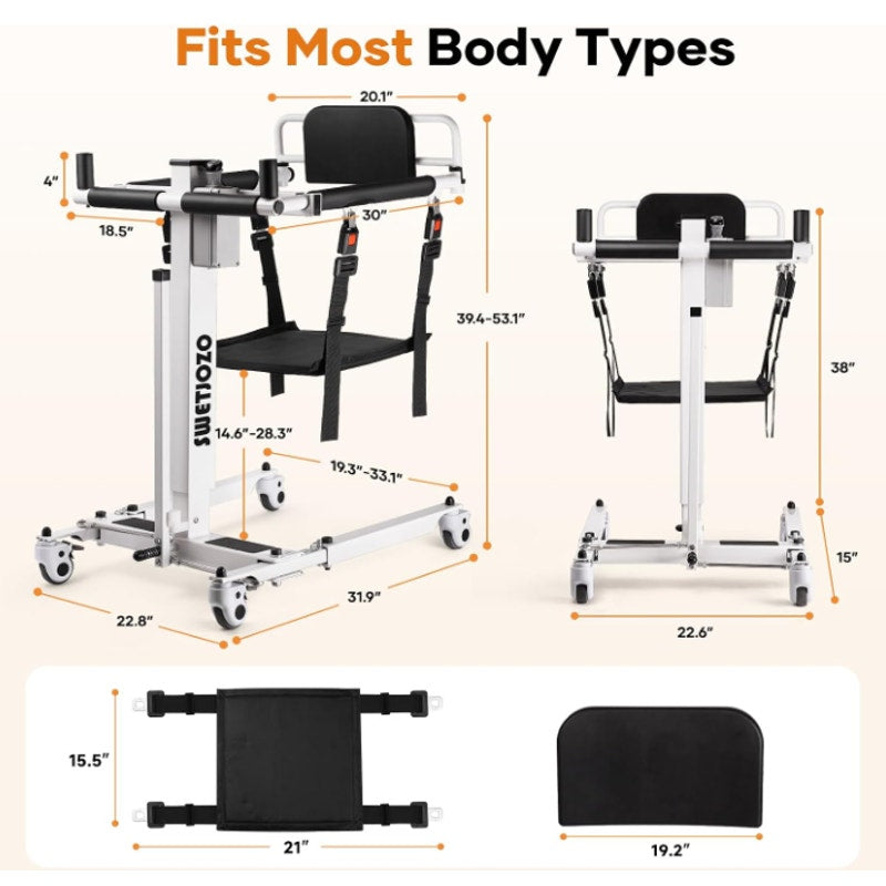 YW07 Electric Patient Lift Transfer Chair for Home 300 lb Capacity