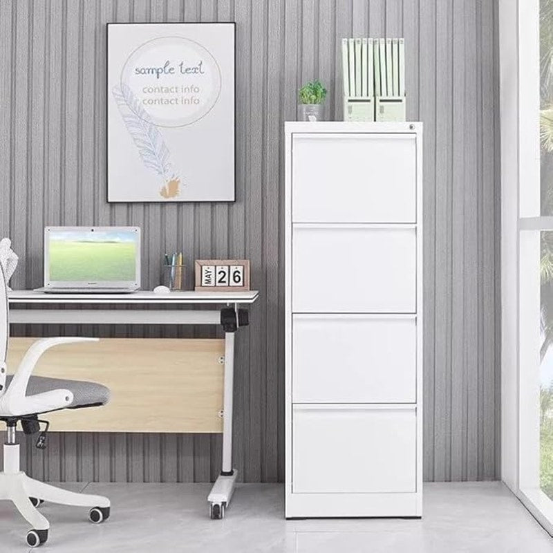Garvee 4 Drawer File Cabinet with Lock,Heavy Duty Vertical Filing Cabinets, Assembly Required, White